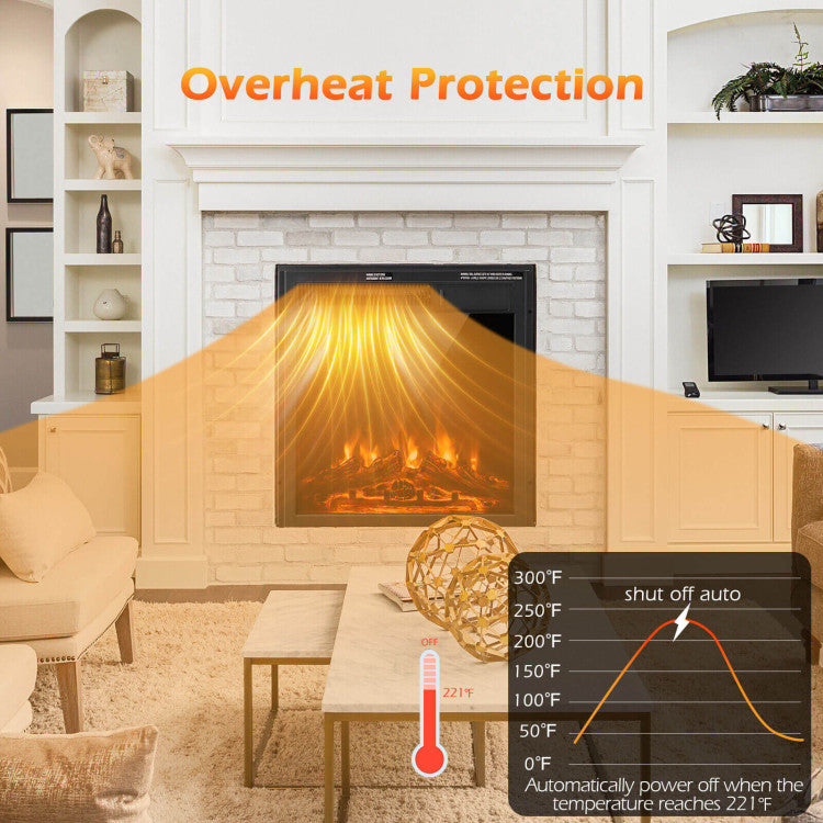 18/22.5 Inch Electric Fireplace Heater Insert with Adjustable Flame & Heat and Remote Control & Overheat Protection for Home Heating and Ambiance