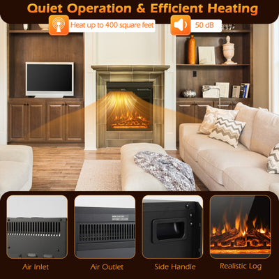 18/22.5 Inch Electric Fireplace Heater Insert with Adjustable Flame & Heat and Remote Control & Overheat Protection for Home Heating and Ambiance