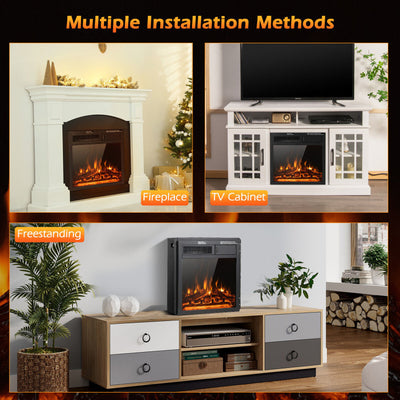 18/22.5 Inch Electric Fireplace Heater Insert with Adjustable Flame & Heat and Remote Control & Overheat Protection for Home Heating and Ambiance