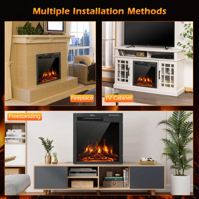 18/22.5 Inch Electric Fireplace Heater Insert with Adjustable Flame & Heat and Remote Control & Overheat Protection for Home Heating and Ambiance