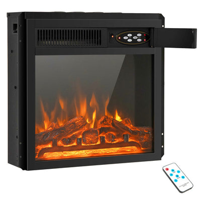 18/22.5 Inch Electric Fireplace Heater Insert with Adjustable Flame & Heat and Remote Control & Overheat Protection for Home Heating and Ambiance