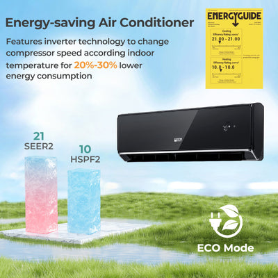 22000 BTU 4-in-1 Mini Split Air Conditioner 21 SEER2 208-230V Split AC Unit with 24h Timer and Self-Cleaning Function