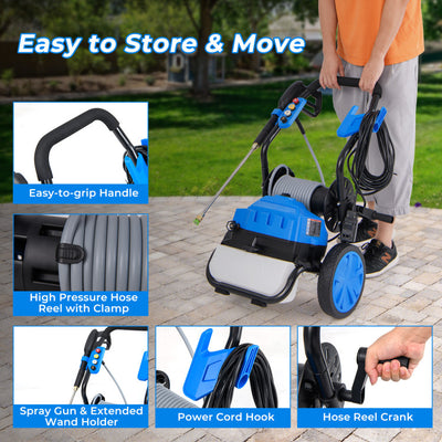 2300 PSI 1.8 GPM Electric Pressure Washer Portable High Pressures Cleaning Machine with Safety Lock and 5 Nozzles for Car Driveway