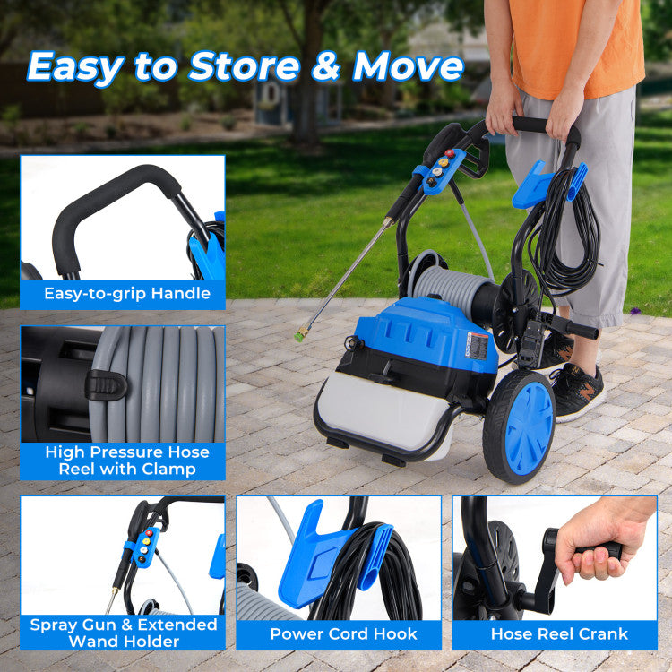 2300 PSI 1.8 GPM Electric Pressure Washer Portable High Pressures Cleaning Machine with Safety Lock and 5 Nozzles for Car Driveway