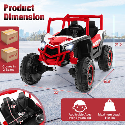 24V 2-Seater Kids Ride On UTV Off-Road Truck Battery Powered Toy Car with Remote Control and Suspension Spring System