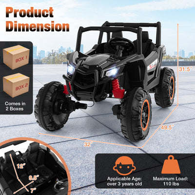 24V 2-Seater Kids Ride On UTV Off-Road Truck Battery Powered Toy Car with Remote Control and Suspension Spring System