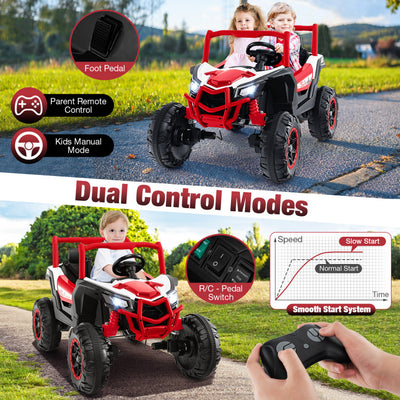 24V 2-Seater Kids Ride On UTV Off-Road Truck Battery Powered Toy Car with Remote Control and Suspension Spring System