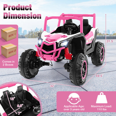 24V 2-Seater Kids Ride On UTV Off-Road Truck Battery Powered Toy Car with Remote Control and Suspension Spring System