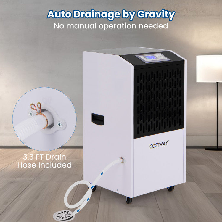 250 Pints Portable Commercial Dehumidifier Heavy Duty Industrial Dehumidifier with Auto Defrost Function and 24H Timer for Large Spaces Up To 8500 Sq.Ft