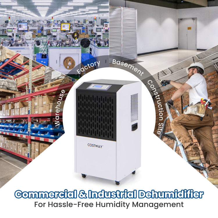 250 Pints Portable Commercial Dehumidifier Heavy Duty Industrial Dehumidifier with Auto Defrost Function and 24H Timer for Large Spaces Up To 8500 Sq.Ft