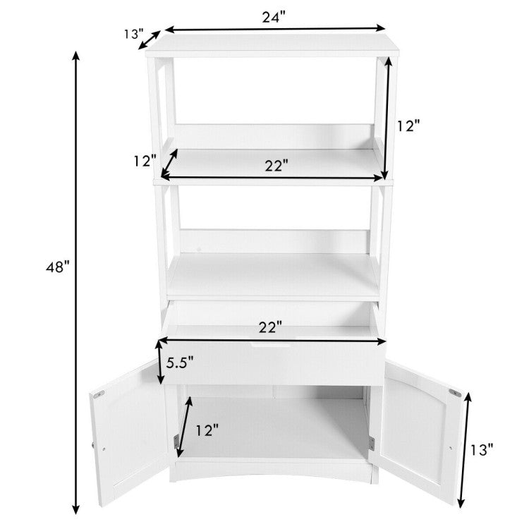 Bathroom Storage Cabinet with Drawer and Open Shelf and 2-Door Cabinet