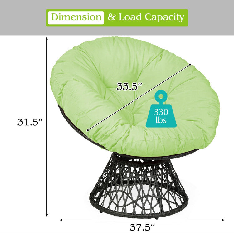 Rattan Papasan Chair Ergonomic 360-Degree Swivel with Soft Cushion