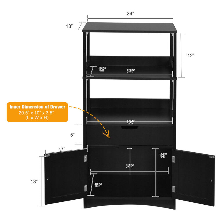 Bathroom Storage Cabinet with Drawer and Open Shelf and 2-Door Cabinet