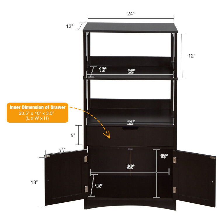 Bathroom Storage Cabinet with Drawer and Open Shelf and 2-Door Cabinet