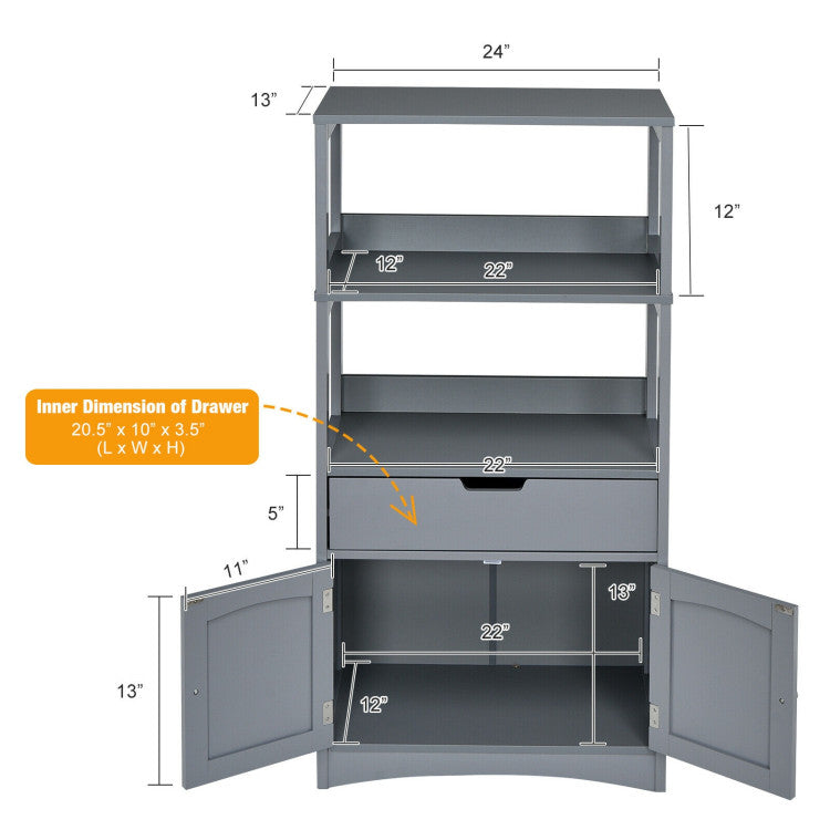 Bathroom Storage Cabinet with Drawer and Open Shelf and 2-Door Cabinet