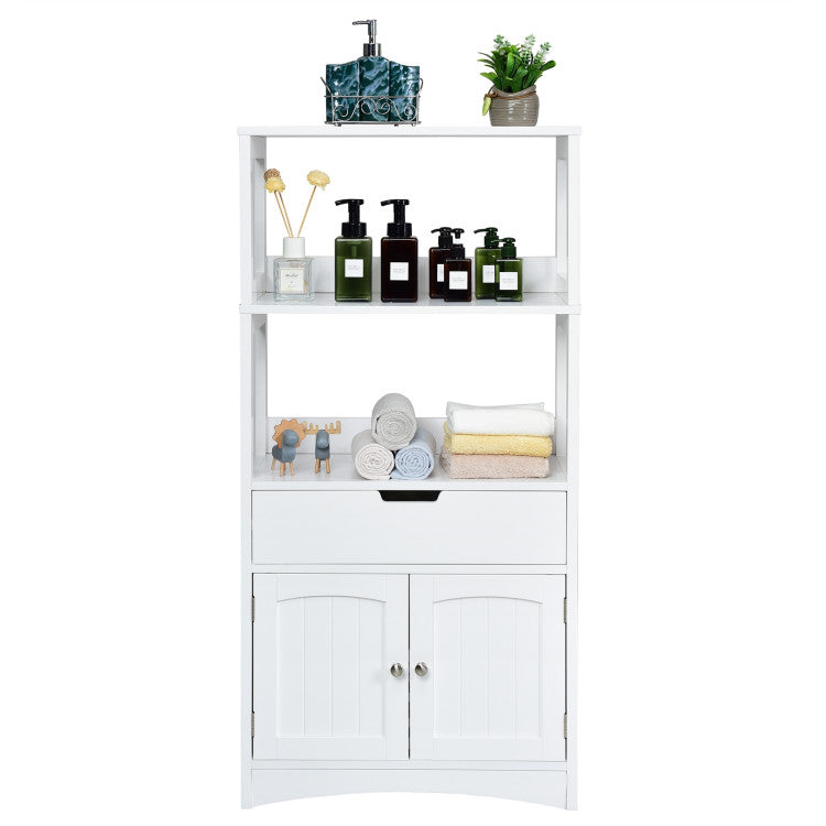 Bathroom Storage Cabinet with Drawer and Open Shelf and 2-Door Cabinet