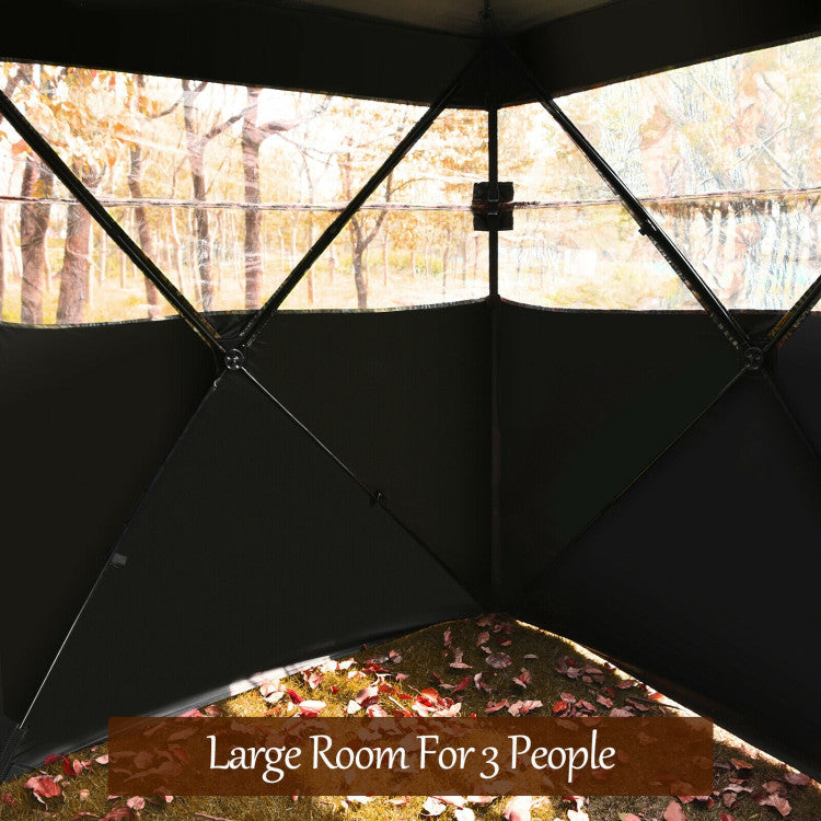 3-Person Portable Camouflage Camping Tent Pop-Up Hunting Blind with Storage Bag and Slide Mesh Window