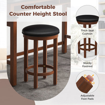 3-Piece Bar Table and Stools Set Counter Height Dining Table Set with Adjustable Foot Pads and USB Ports