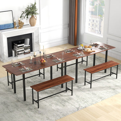 3 Piece Dining Table Set 63” Extendable Dinette Nook Table Set with Benches for 4-6