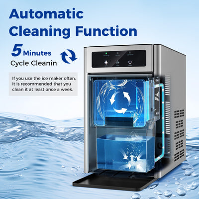 33 LBS/24H Countertop Nugget Ice Maker Machine with Self-Cleaning Function and Smart Control Panel