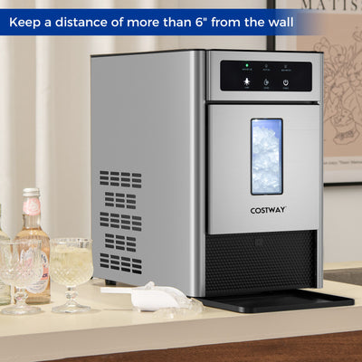 33 LBS/24H Countertop Nugget Ice Maker Machine with Self-Cleaning Function and Smart Control Panel