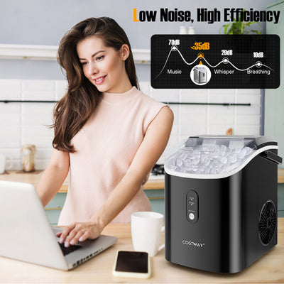 34 lbs/24H Nugget Countertop Ice Maker Portable Stainless Steel Pellet Ice Machine with Self-Cleaning, Ice Basket, Ice Scoop