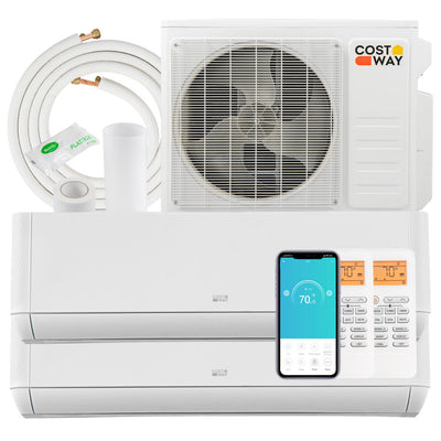 36000 BTU 2 Zone Mini Split Air Conditioner 21.5 SEER2 Wall Mount Ductless Inverter AC Unit with Remote Control and Installation Kit