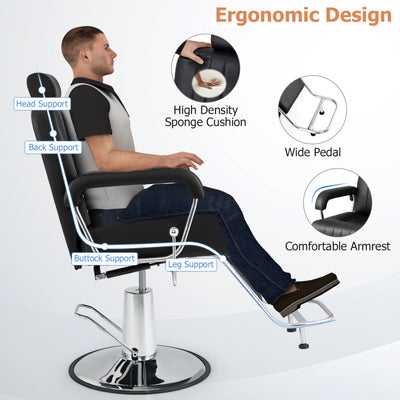 360 Degrees Swivel Salon Chair Heavy Duty Hydraulic Recline Barber Chairs with Adjustable Headrest and Backrest