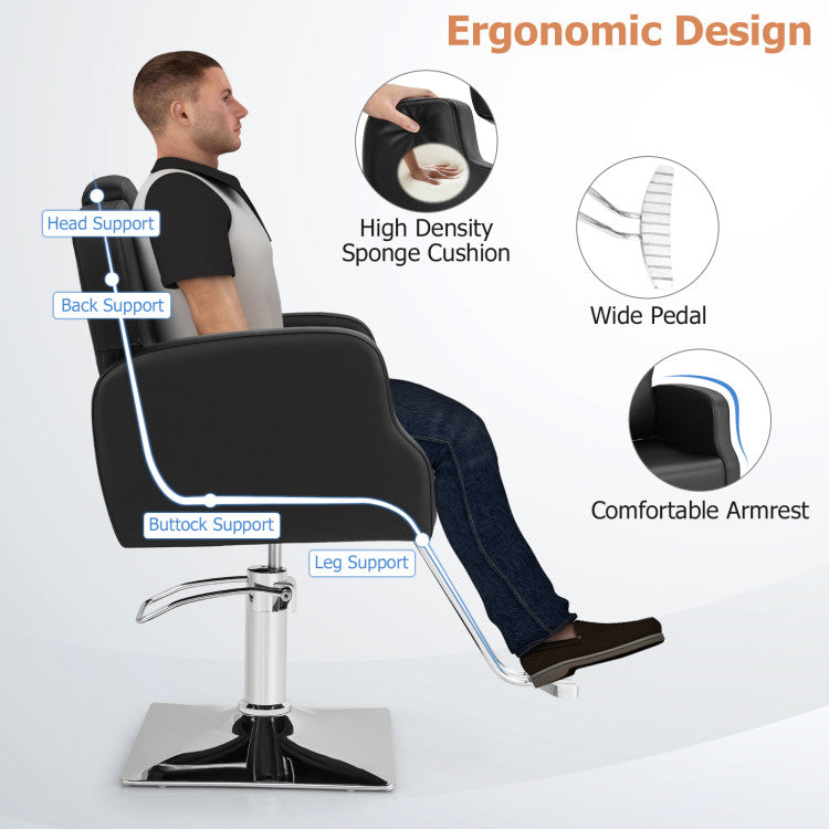 360° Swivel Salon Chair Heavy Duty Barber Hairstylist Chair with Adjustable Headrest and Seat Height