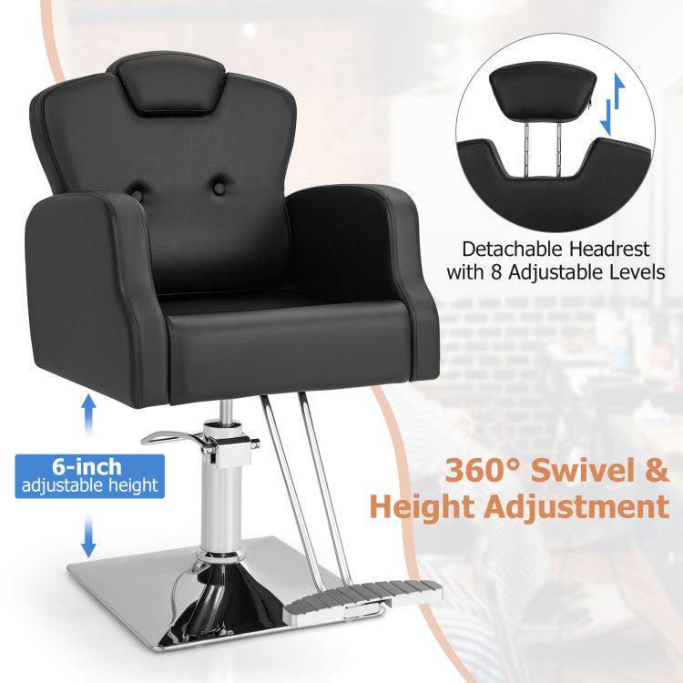 360° Swivel Salon Chair Heavy Duty Barber Hairstylist Chair with Adjustable Headrest and Seat Height