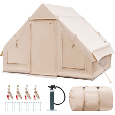 4-6 People Inflatable Camping Tent Outdoor Portable Glamping Tent Blow Up Cabin House with Carrying Bag and Pump for Camping