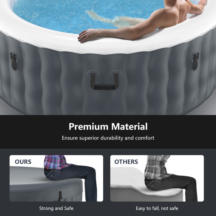 71" x 27" 4 Person Inflatable Hot Tub Spa with 108 Massage Bubble Air Jets and Filter Cartridge