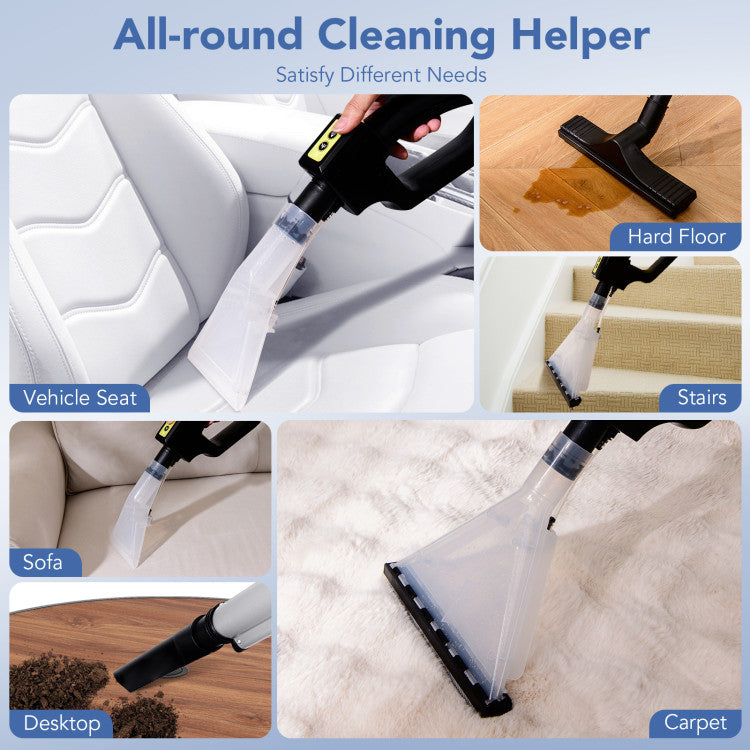 4-in-1 Portable Wet Dry Vacuum Cleaner Shampoo Carpet & Upholstery  Cleaner Machine with Remote Control and Attachments