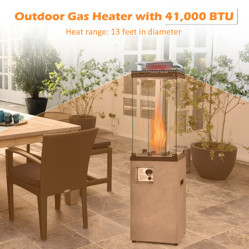 41000 BTU Outdoor Propane Gas Heater with Waterproof Cover and Lockable Wheels