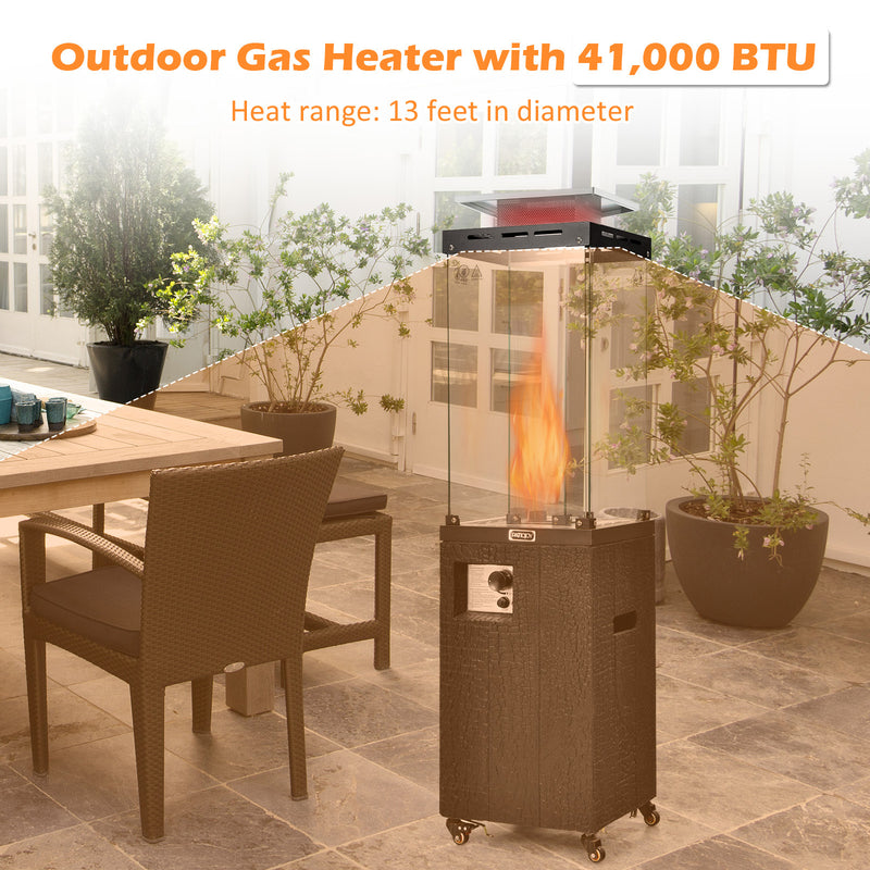 41000 BTU Outdoor Propane Gas Heater with Waterproof Cover and Lockable Wheels