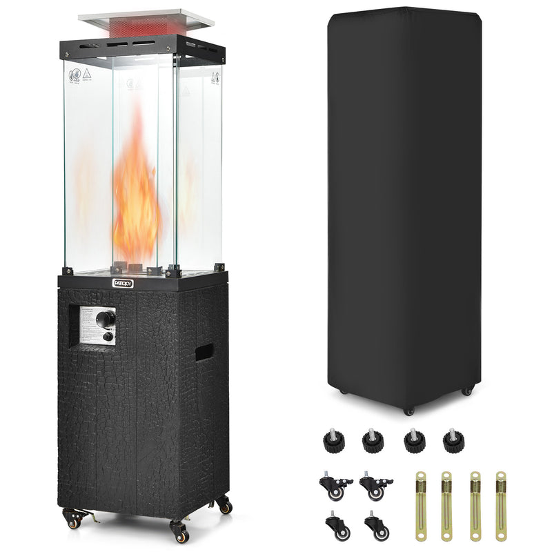 41000 BTU Outdoor Propane Gas Heater with Waterproof Cover and Lockable Wheels