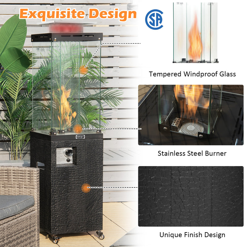 41000 BTU Outdoor Propane Gas Heater with Waterproof Cover and Lockable Wheels