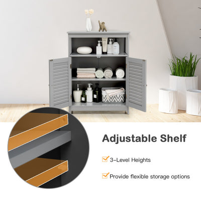 Wood Freestanding Bathroom Storage Cabinet with Double Shutter Door