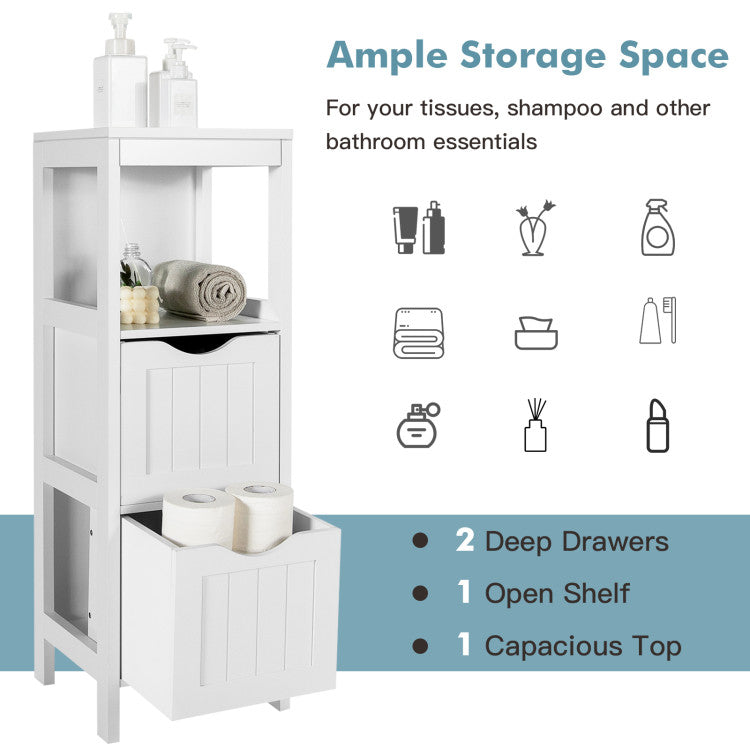 Freestanding Storage Cabinet with 2 Removable Drawers for Bathroom