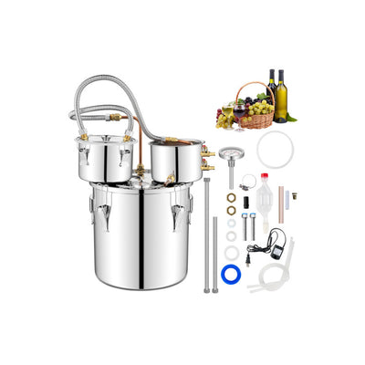 5/10 Gal 22/38 L Alcohol Distiller Stainless Steel Water Distillery Kit With Build-in Thermometer, Brewing Pot for DIY Whisky Wine Brandy Making