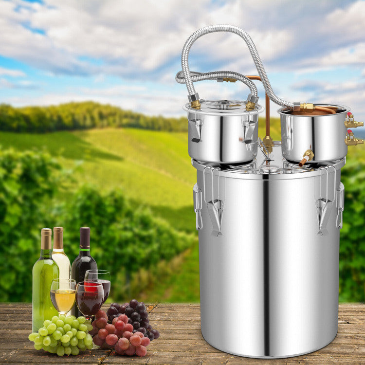 5/10 Gal 22/38 L Alcohol Distiller Stainless Steel Water Distillery Kit With Build-in Thermometer, Brewing Pot for DIY Whisky Wine Brandy Making