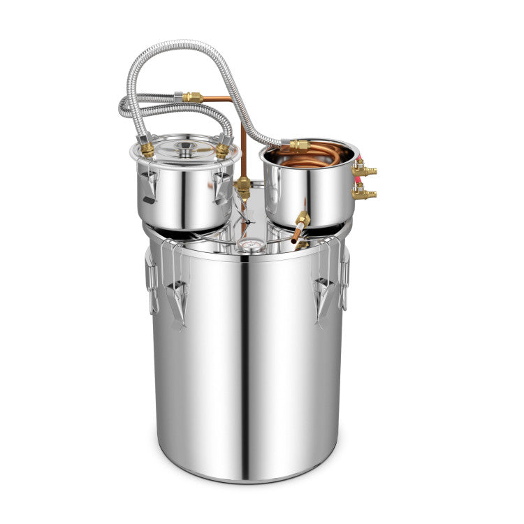 5/10 Gal 22/38 L Alcohol Distiller Stainless Steel Water Distillery Kit With Build-in Thermometer, Brewing Pot for DIY Whisky Wine Brandy Making