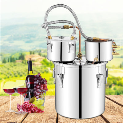 5/10 Gal 22/38 L Alcohol Distiller Stainless Steel Water Distillery Kit With Build-in Thermometer, Brewing Pot for DIY Whisky Wine Brandy Making