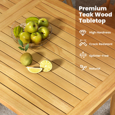 55” x 27.5” Teak Wooden Rectangle Tabletop Slatted Panel Board Split in 2 Square for Dining Side Table