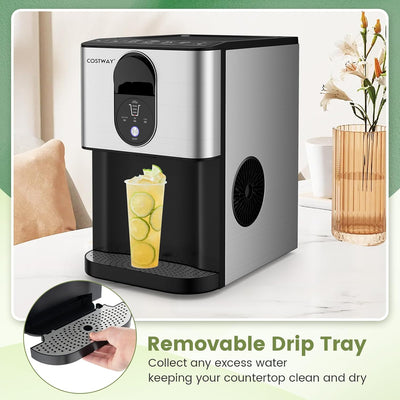 56 Lbs/24H Portable Self Dispensing Nugget Ice Maker Countertop Chewable Ice Maker with Self-Cleaning Function and Removable Water Tank