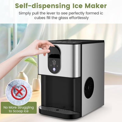 56 Lbs/24H Portable Self Dispensing Nugget Ice Maker Countertop Chewable Ice Maker with Self-Cleaning Function and Removable Water Tank