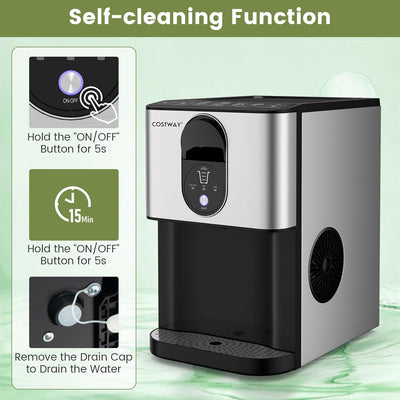 56 Lbs/24H Portable Self Dispensing Nugget Ice Maker Countertop Chewable Ice Maker with Self-Cleaning Function and Removable Water Tank