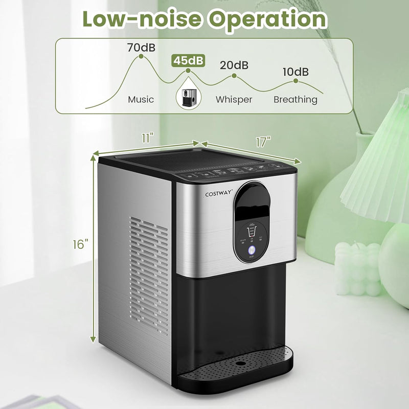 56 Lbs/24H Portable Self Dispensing Nugget Ice Maker Countertop Chewable Ice Maker with Self-Cleaning Function and Removable Water Tank