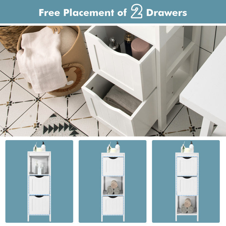 Freestanding Storage Cabinet with 2 Removable Drawers for Bathroom