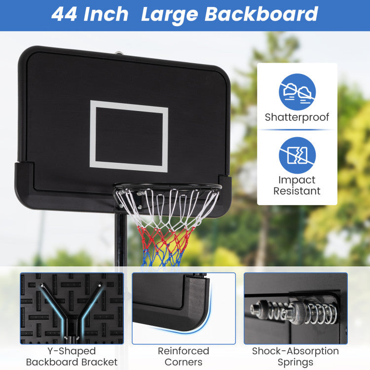 6.5-10 FT Outdoor Portable Basketball Hoop Heavy-Duty Adjustable Basketball Goal System with Fillable Base and Wheels